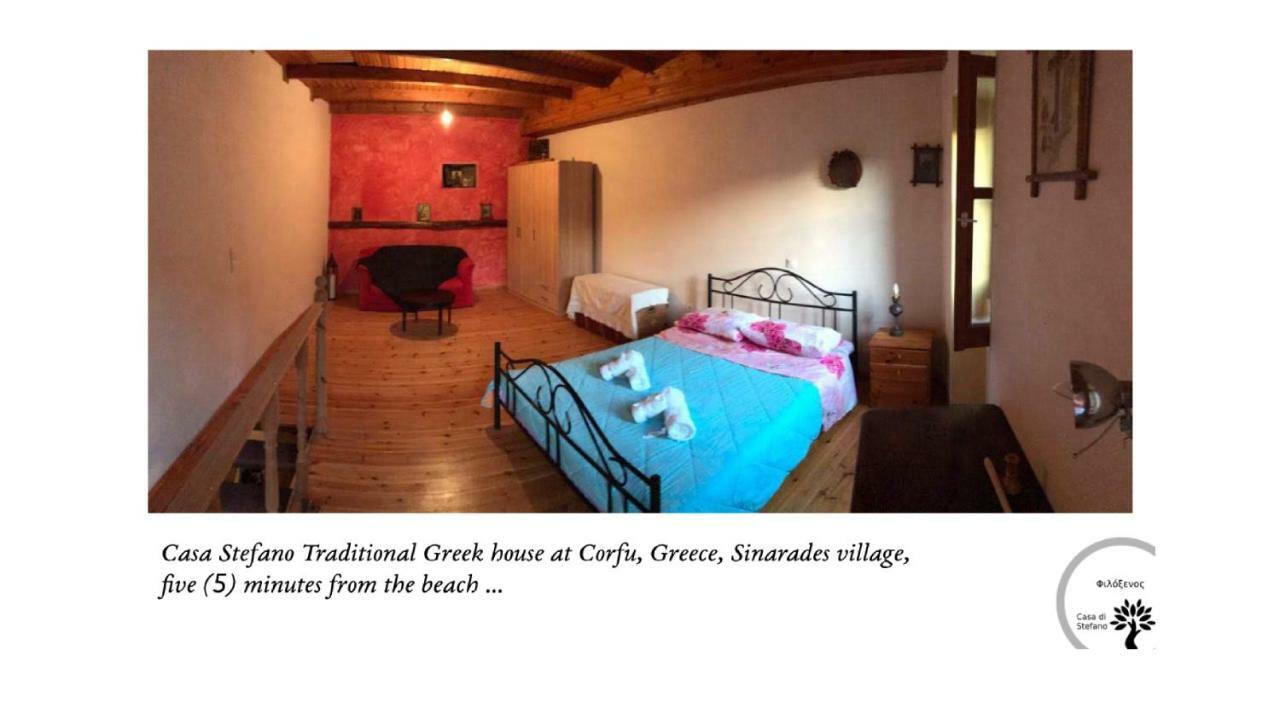 Country Traditional House In Corfu Village, Greece Sinarades Bagian luar foto
